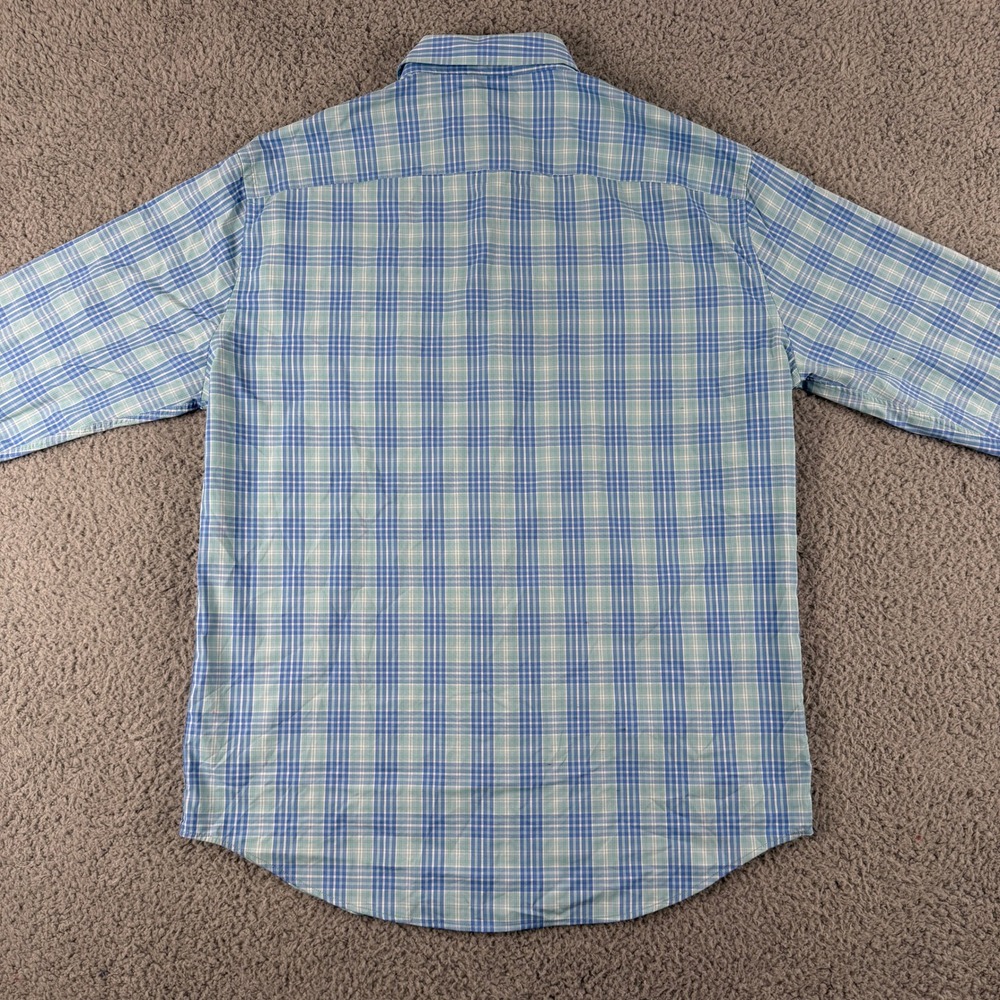 Peter Millar Button Down Shirt Mens L Blue Green Plaid Long Sleeve Performance - Picture 5 of 10